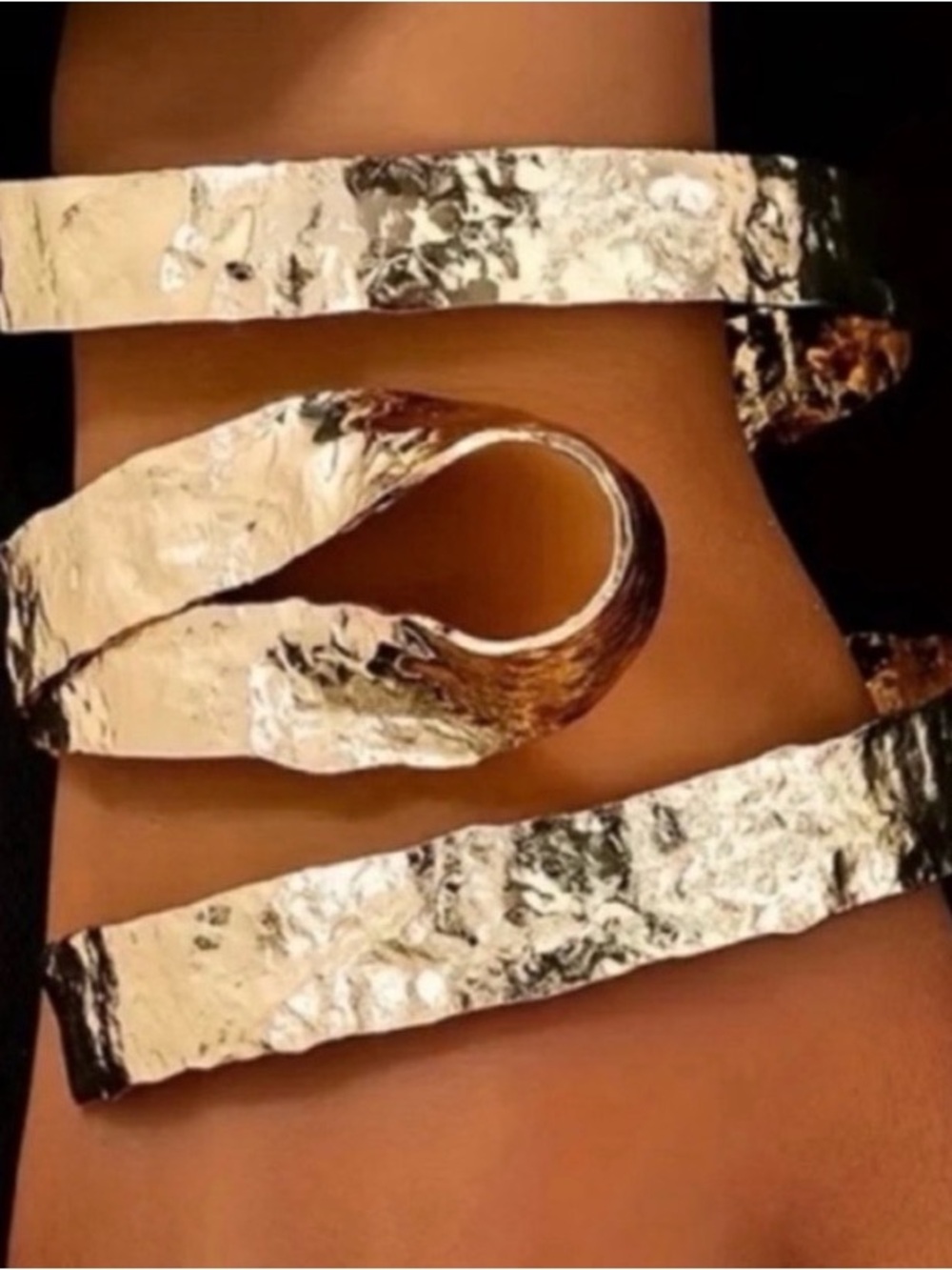 Anthropologie Gold Tone  Textured Wrap Bracelet One Size